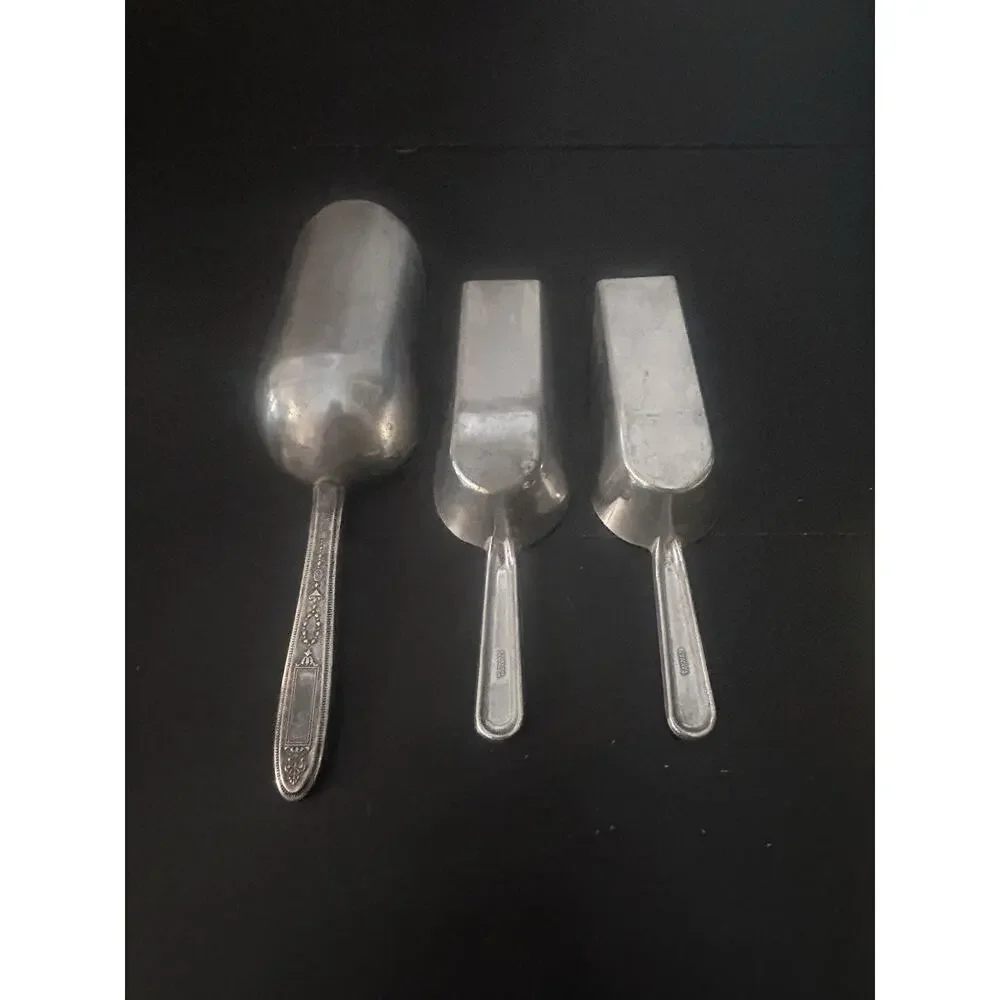 Vintage Serving Utensils Set of 3 Ice Scoops Ornate Floral